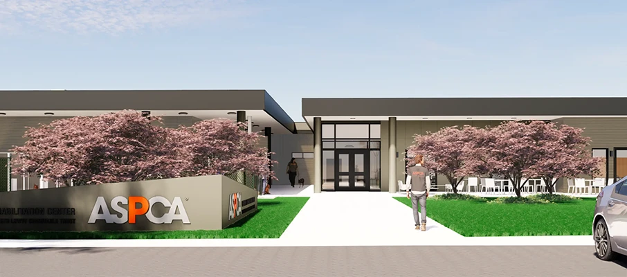 Architect rendering of the new ASPCA Recovery & Rehabilitation Center in Pawling, New York.
