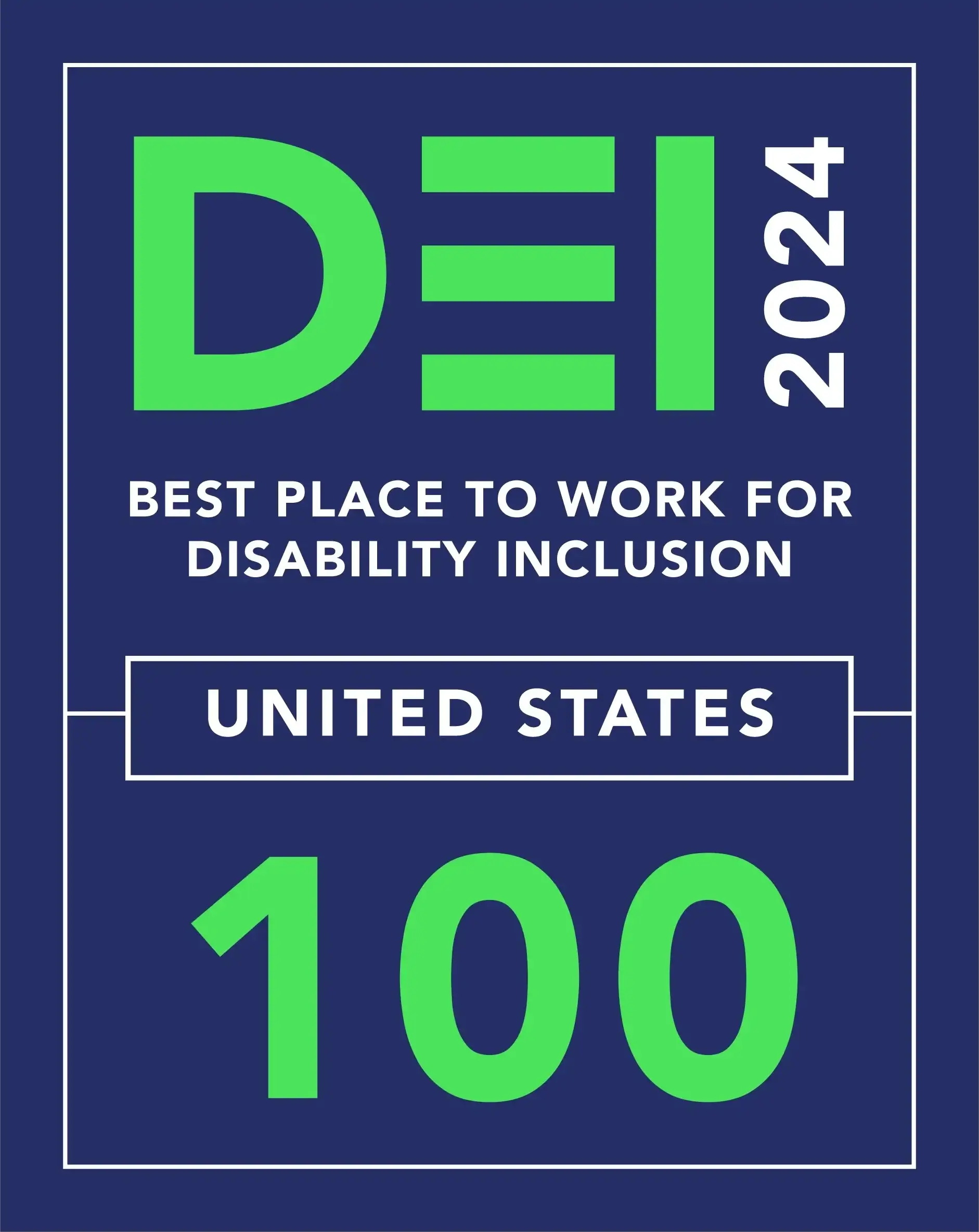 Award: DEI Great Place to Work for Disability Inclusion 2024 - 100 Disability Equality Index