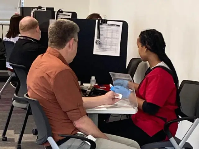 Cassia residents participating in a blood drive