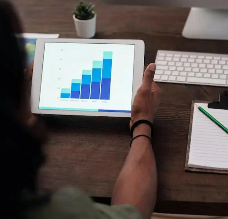 A person viewing data on an iPad