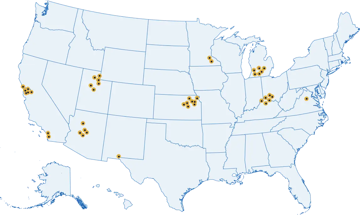 A map of Gen4 Dental Partners locations.