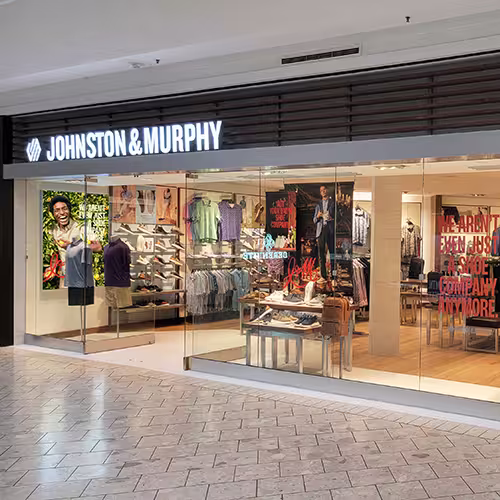 The engaging front of Johnston & Murphy, one of the Genesco brands, in a mall.
