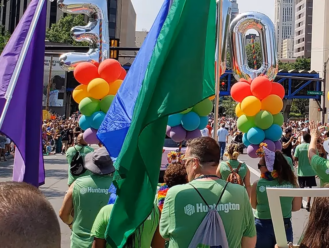 Huntington employees at the parade celebrating diversity