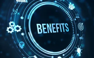 Stock image with various icons that reads “Benefits”