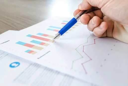 A document with various data charts.