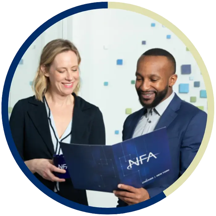 NFA employees having a conversation.
