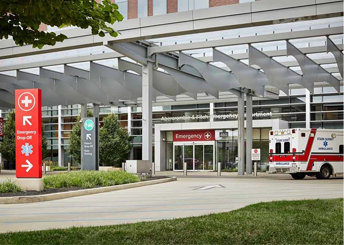 The Emergency Department entrance at the Ohio State University Wexner Medical Center.