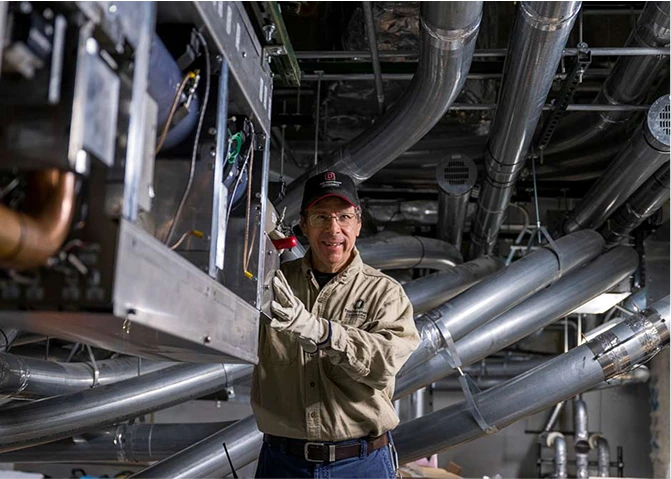 A facilities worker at The Ohio State University Wexner Medical Center.