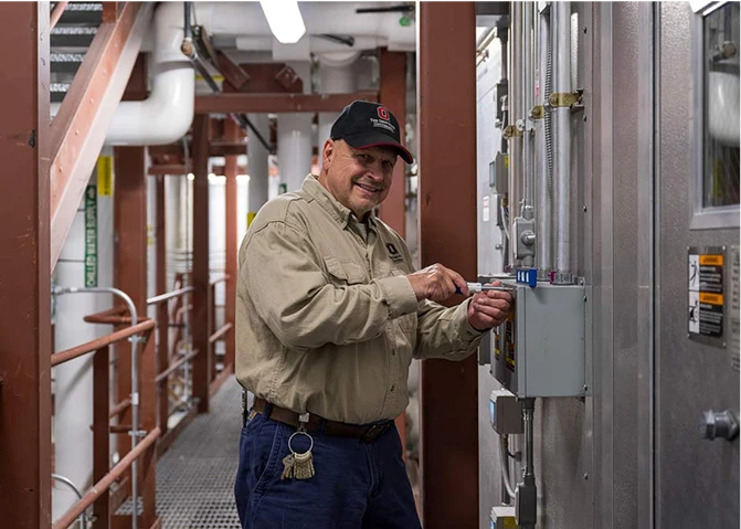 A facilities worker at The Ohio State University Wexner Medical Center.