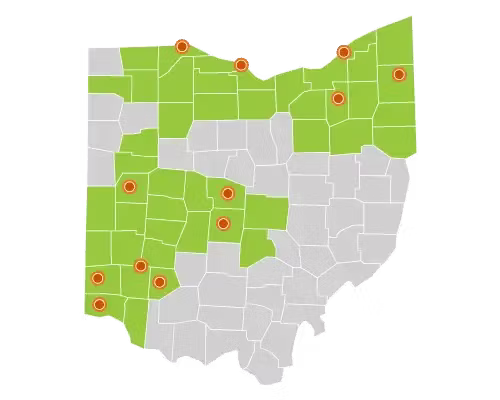 A map of Ohio showing the locations of Ohio Living facilities.