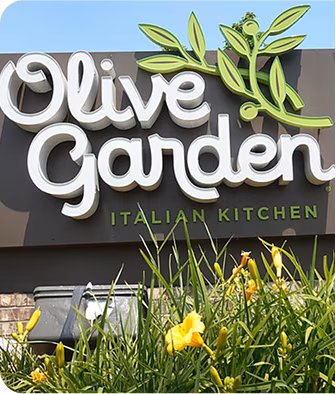 Olive Garden restaurant sign.