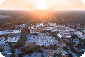 Aerial view of the sunset over Phoebe Putney Memorial Hospital.