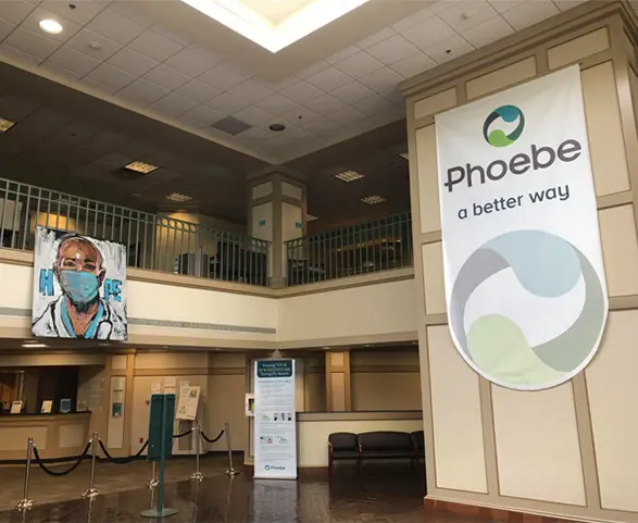 Lobby interior of Phoebe health system hospital