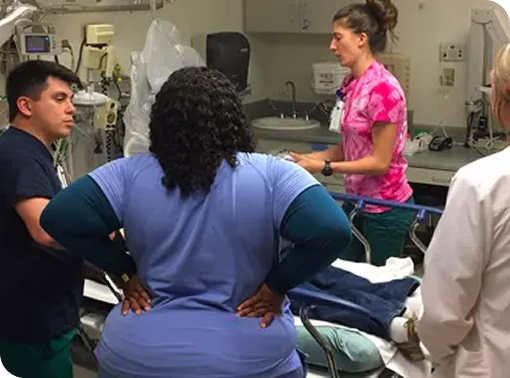 Healthcare simulation training scenario at Phoebe Putney Memorial Hospital in Georgia