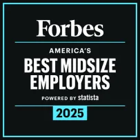 Forbes 2025 America’s Best Midsize Employers award logo.