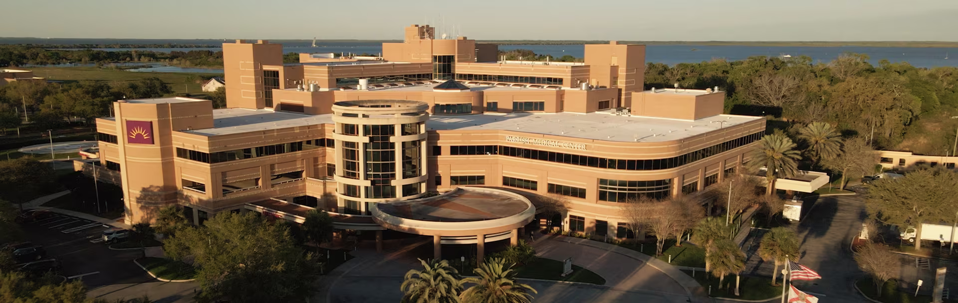 Aerial view of the Parrish Medical Center campus.