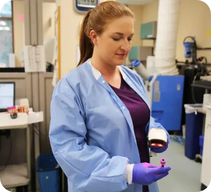 Parrish Healthcare employee scanning samples.