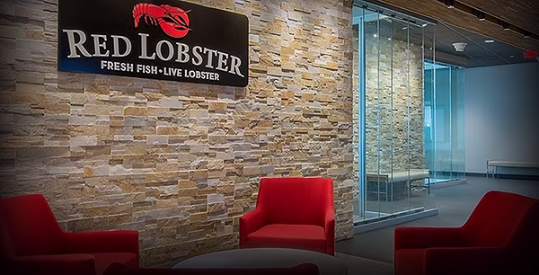 Front lobby view of a Red Lobster corporate office building.