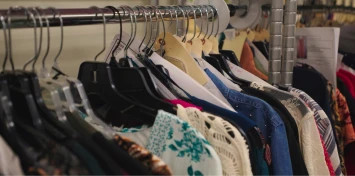 Rack of sample items at a Ross Buying and Planning office