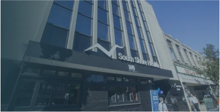 The front of the South Shore Health corporate office building.