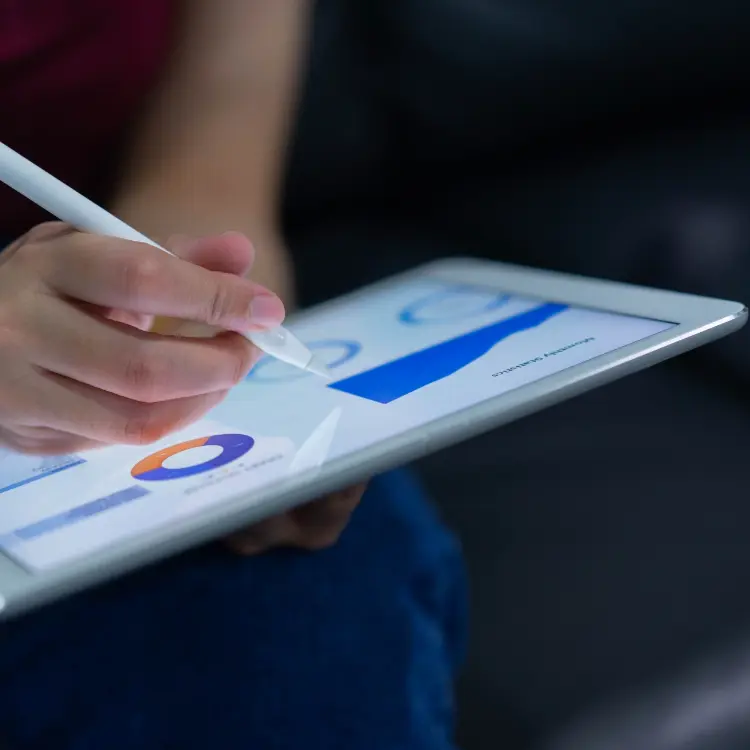 Nurse Holding Tablet Screen Graphics Work Life Balance at UC Health