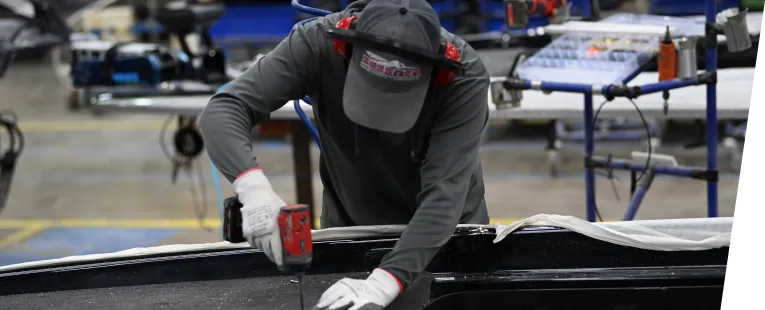 A Skeeter employee in the manufacturing facility.