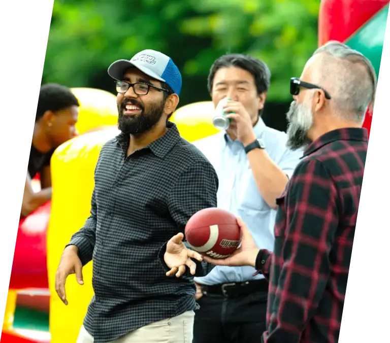 Yamaha employees having fun at a company event.