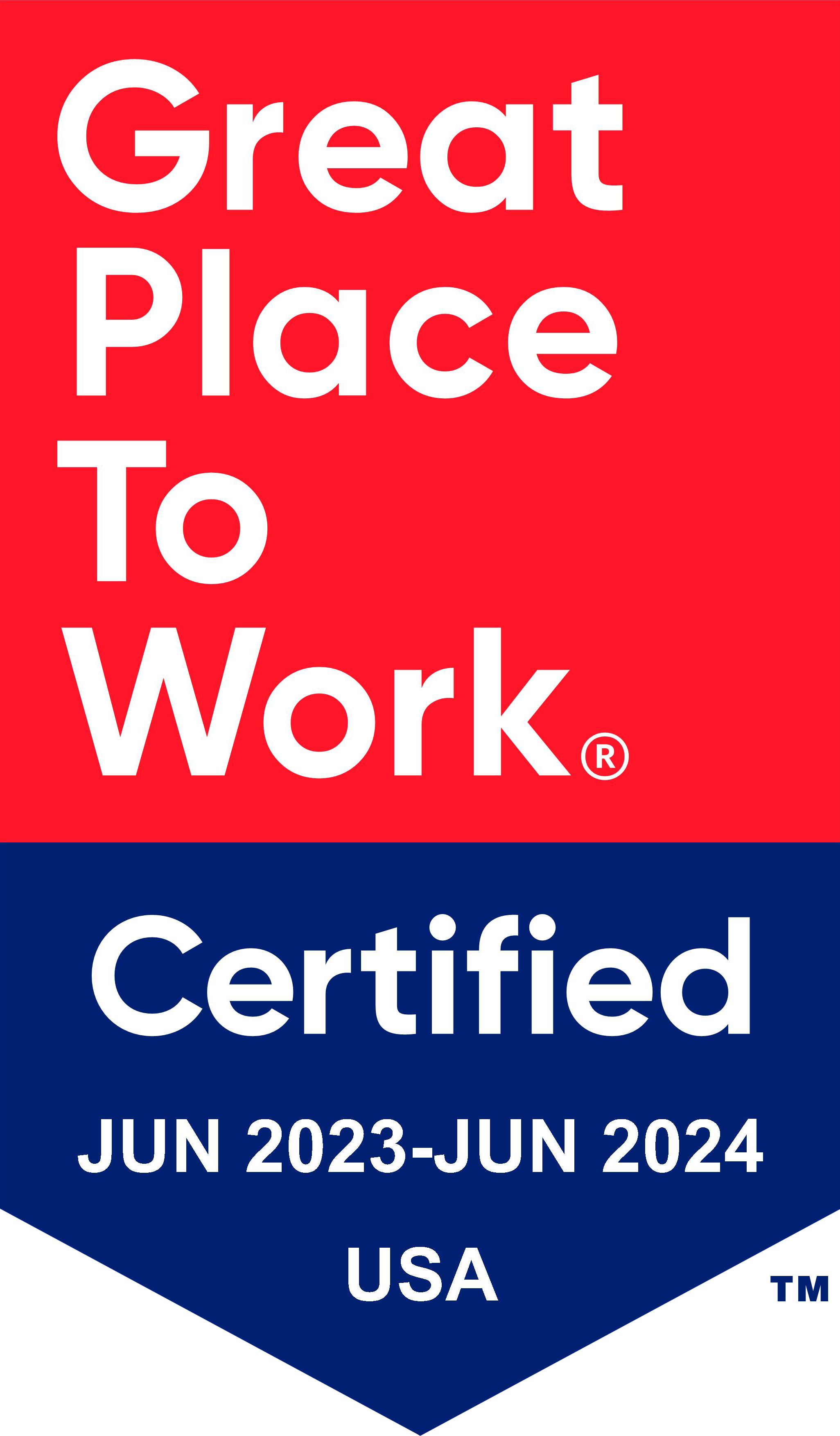 Certified Great Place to Work logo for 2023-2024