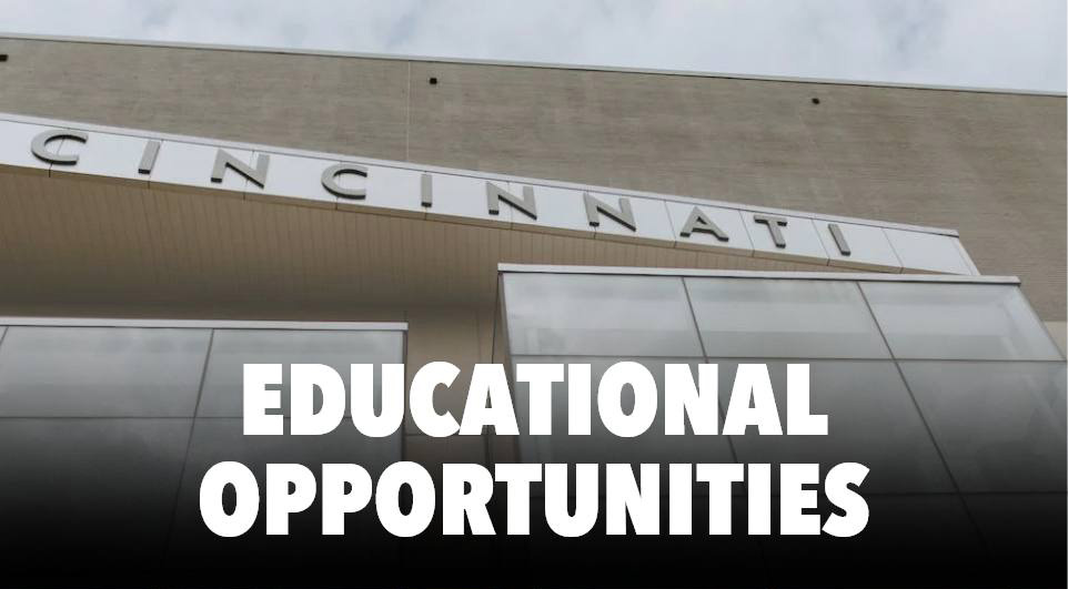 A Cincinnati school with the text “Educational Opportunities”