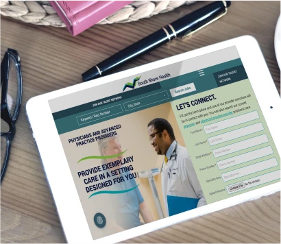 South Shore Health career site on a tablet