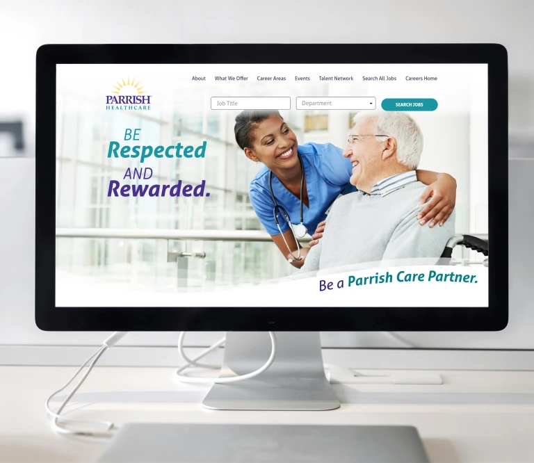 Parrish Healthcare career site on a desktop computer