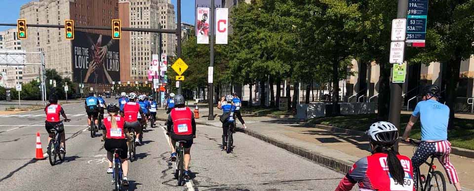 Oatey employee participating in a cycling event.