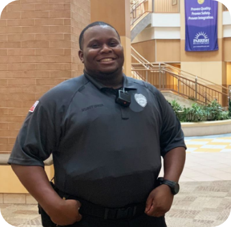 Parrish Healthcare security guard smiling.