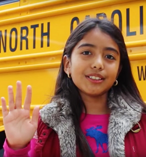 Smiling bus driver at Wake County Public School System